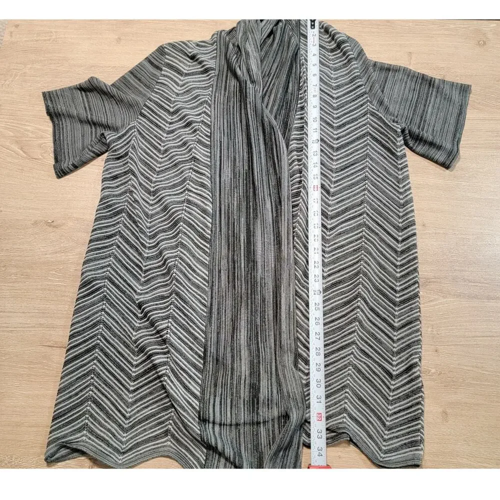 Misook‎ Plus Size 1X Cardigan Sweater Chevron Striped Long Duster Stretch Knit